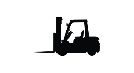 Forklift truck depicted in a black silhouette against a white background © FERDOUSI