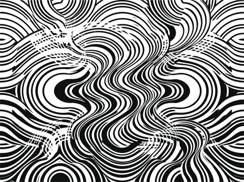 Abstract black and white wavy line pattern with wavy lines digital art op art optical illusion graphic resources