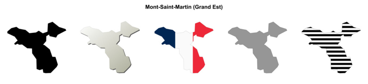 Mont-Saint-Martin (Grand Est) blank outline map set