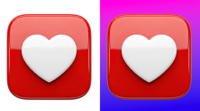 Like and dislike button icons with heart symbols