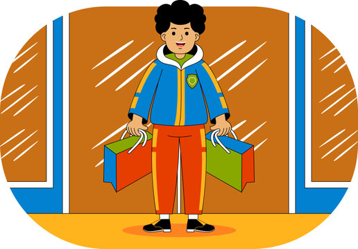 People Shopping at Supermarket Vector Illustration