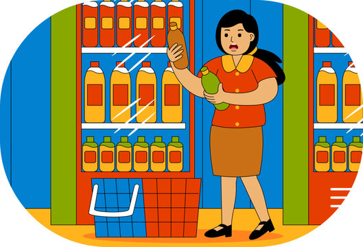 People Shopping at Supermarket Vector Illustration