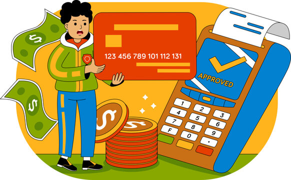 People Shopping at Supermarket Vector Illustration