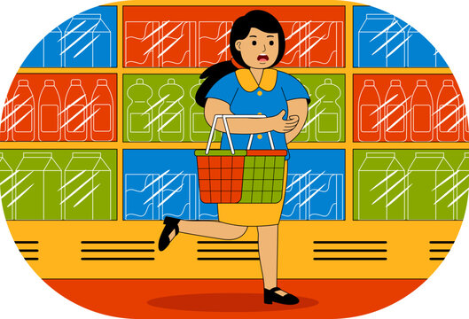 People Shopping at Supermarket Vector Illustration