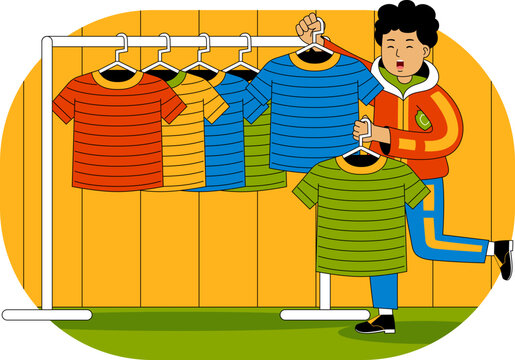 People Shopping at Supermarket Vector Illustration