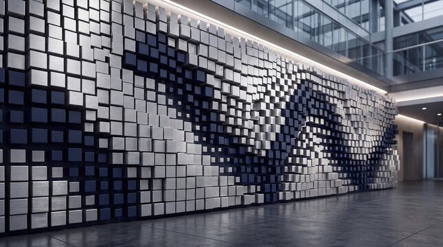 Modern Corporate Lobby with Parametric 3D Feature Wall