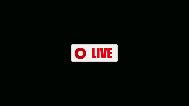 Minimalist live streaming indicator with blinking red dot and white text on black background overlay