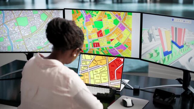 Urban Planner Studies Zoning Map Carefully