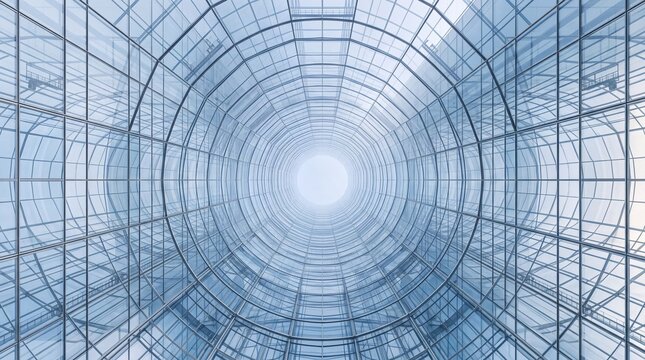 Futuristic Glass Tunnel with Geometric Concentric Architecture