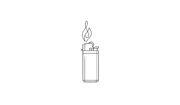 Minimalist fine line lighter vector design for modern geometric micro tattoos