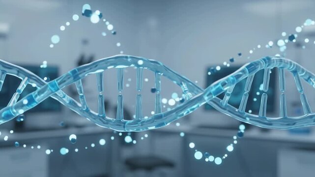 Unraveling Lifes Blueprint Dynamic Blue DNA Helix Molecule Unveiled, Genetic Science Biology Medical Research Innovation Discovery Journey