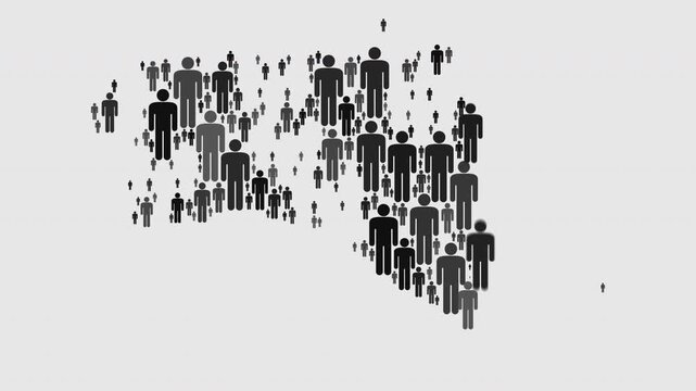 Animated map of Menorca made up of a collage of human icons