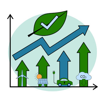 Green Economy Growth Chart and Sustainable Energy Concept Vector