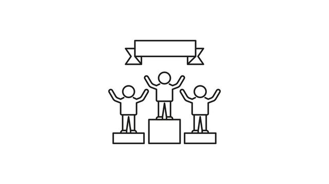 Podium Winners Animated Icon With Alpha Channel. Achievement, Success, And Competition Motion Graphic. Celebrating Victory And Teamwork. On Transparent Background