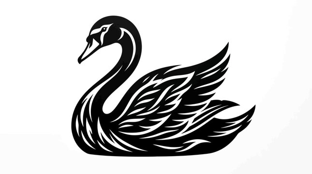 Elegant black swan graphic vector illustration for animal themes, wildlife designs, and modern art logos