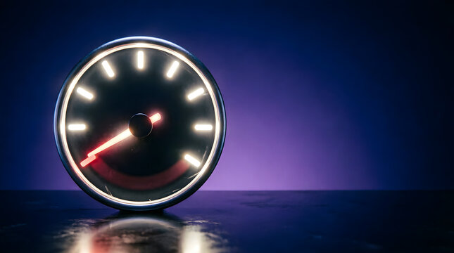 Glowing speedometer showing low speed for system performance monitoring campaigns