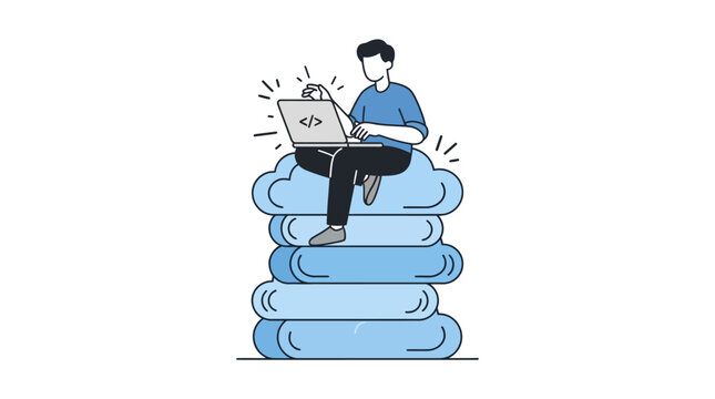Professional Software Developer Coder Typing on Laptop for Web Programming and Technology Development