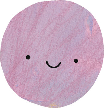 Cute cartoon hand drawn watercolor planet in Space. Playful doodle style. Universe, stars, planet illustration