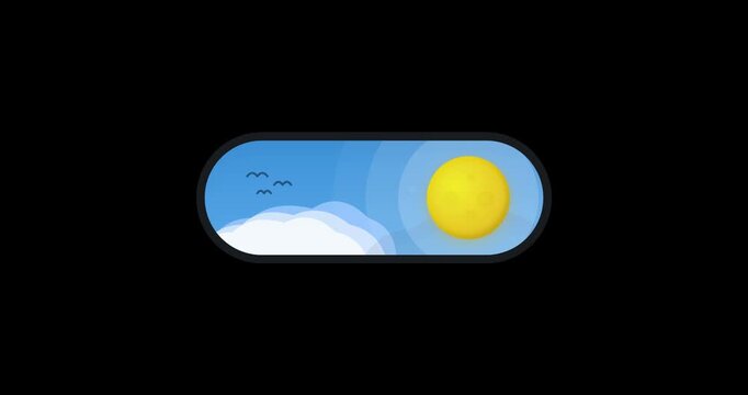 Dark mode and light mode toggle switch animation on transparent background