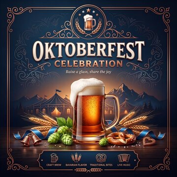 Oktoberfest Celebration Beer Steins Bavarian Heritage Poster
