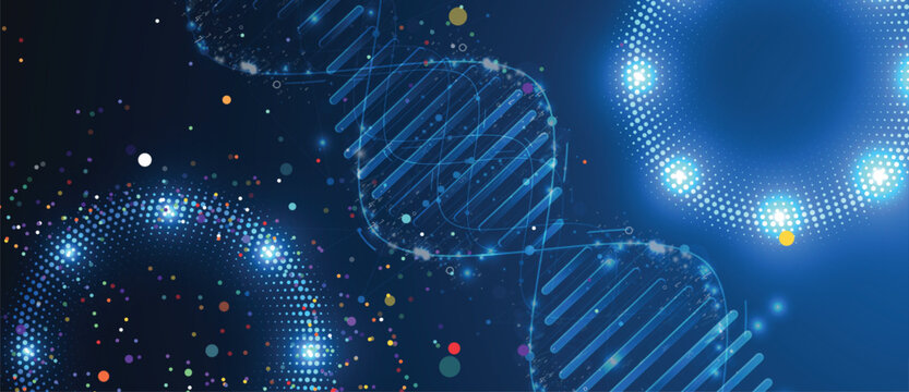 Futuristic modern dna design, neural genetic pathways, molecular strands