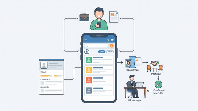 Mobile Task Management and Remote Team Collaboration Flat Illustration