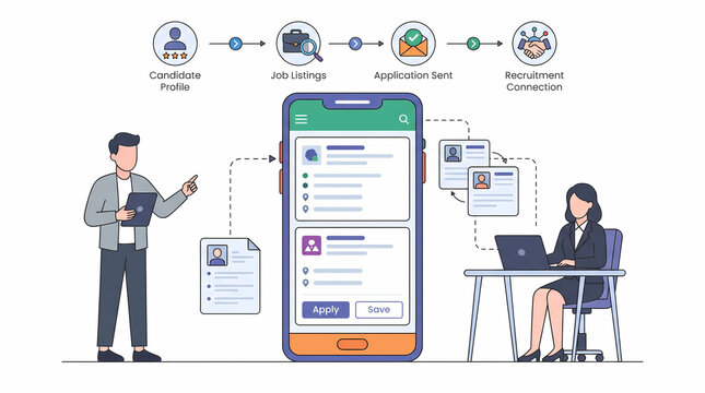 Mobile Productivity App and Business Team Data Management Flat Illustration