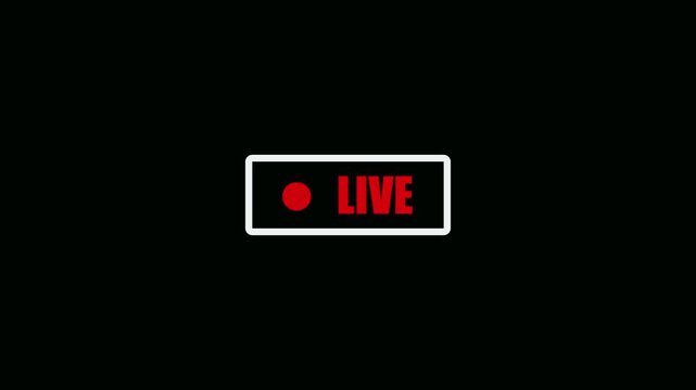 Live broadcast indicator with red dot and text on a simple black background overlay element