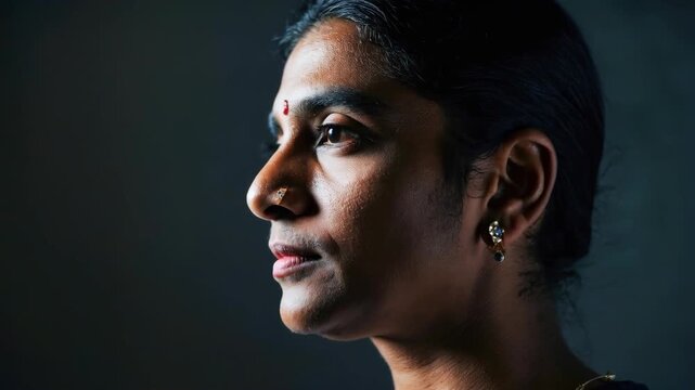 Portrait of an Indian Woman in a Serene Meditative State
