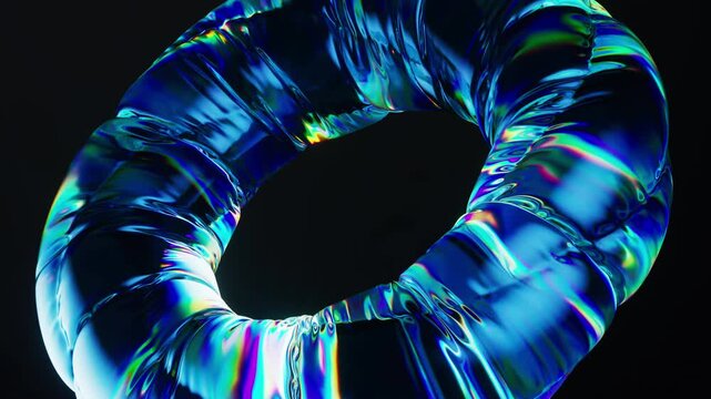 Inflatable soft balloon with neon lights, 3d rendering.