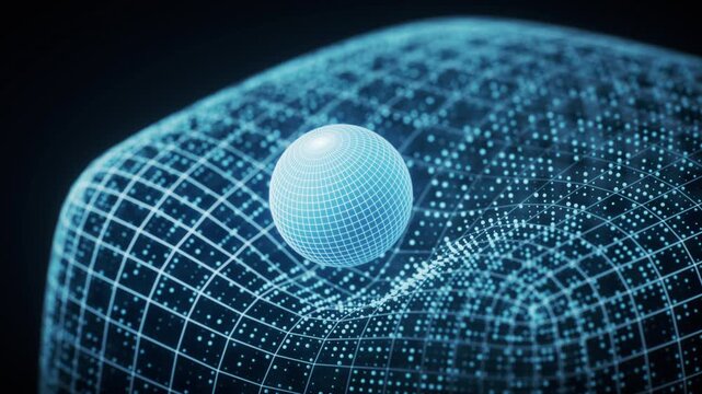 Blue technology grid and digital sphere background, 3d rendering.
