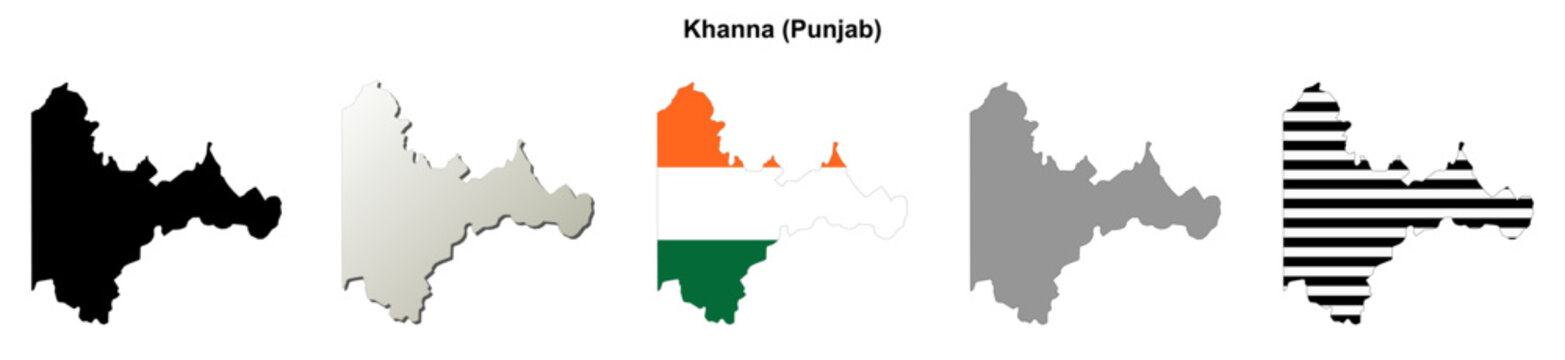 Khanna (Punjab) blank outline map set