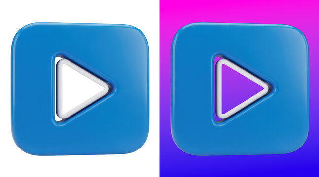 Modern play pause button icons 3D design