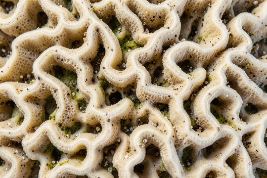 Fossilized Brain Coral Labyrinth Organic Macro Texture Background with Intricate Patterns