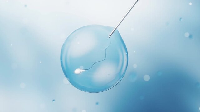 Biological cell with artificial fertilization concept, 3d rendering.