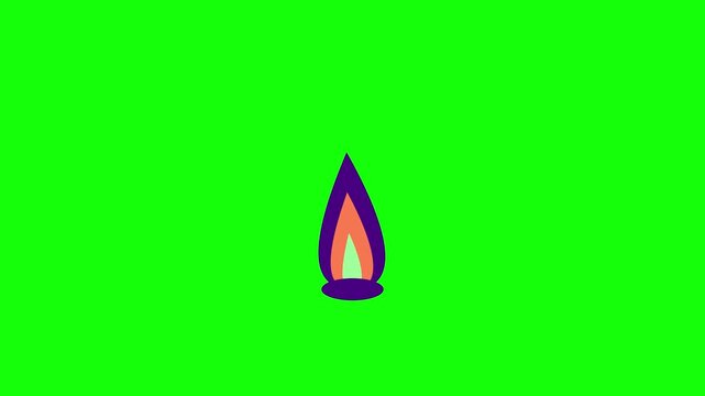 Flame animation icon for motion graphics on green screen