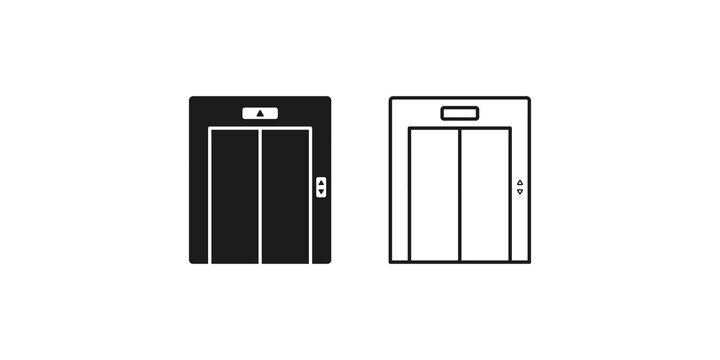 Elevator door control icons for building management and floor navigation interface design systems.