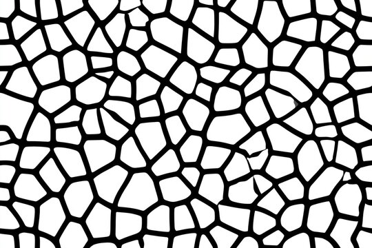 Black and White Seamless Mosaic Pattern with Irregular Polygonal Shapes