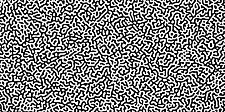 Abstract truing organic wallpaper Turing reaction diffusion monochrome seamless pattern with chaotic motion. Monochrome Turing reaction background .Natural seamless line pattern. 