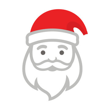 Cute santa claus head icon with red hat and white beard for christmas holiday design Vector