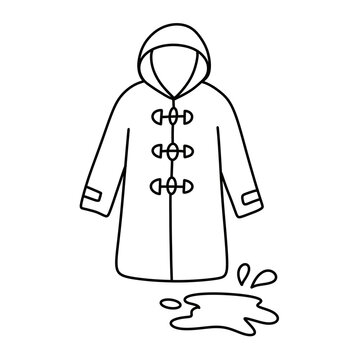 Waterproof autumn raincoat vector icon. Outline illustration of protective outerwear for wet rainy days