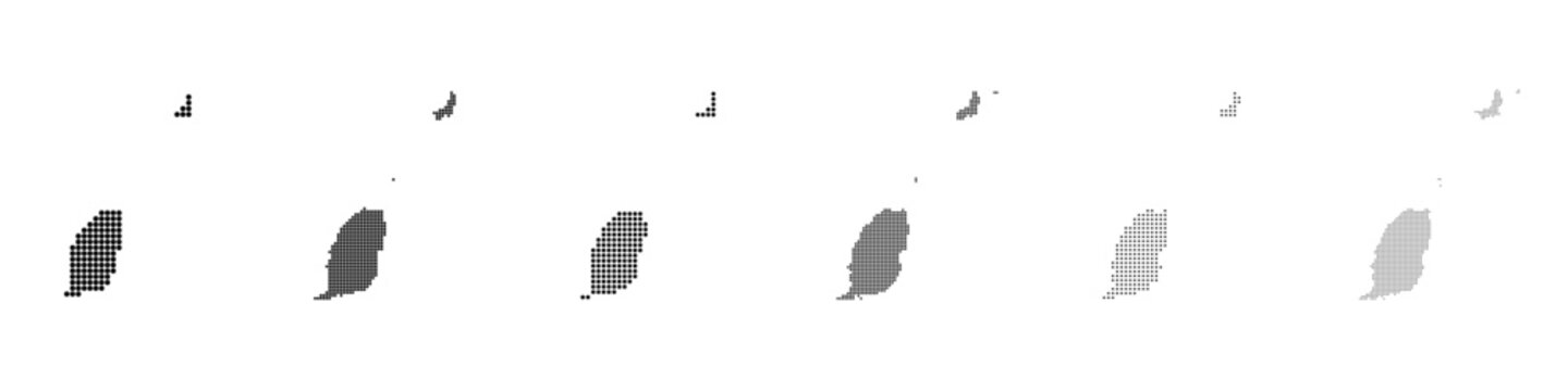 Dot mosaic Grenada outline map set