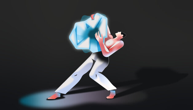 Person Carrying Giant Gem &ndash; Value and Achievement Concept Illustration