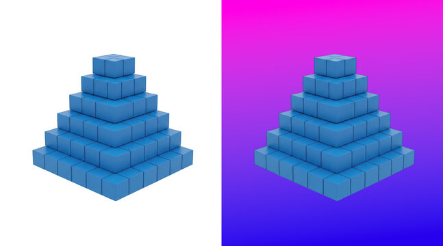 Stacked colorful building blocks pyramid 3D