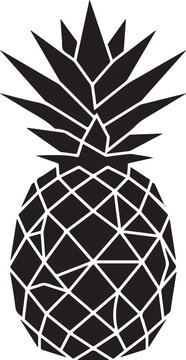 Geometric pineapple vector icon, minimalist black low poly tropical fruit silhouette, modern summer graphic element