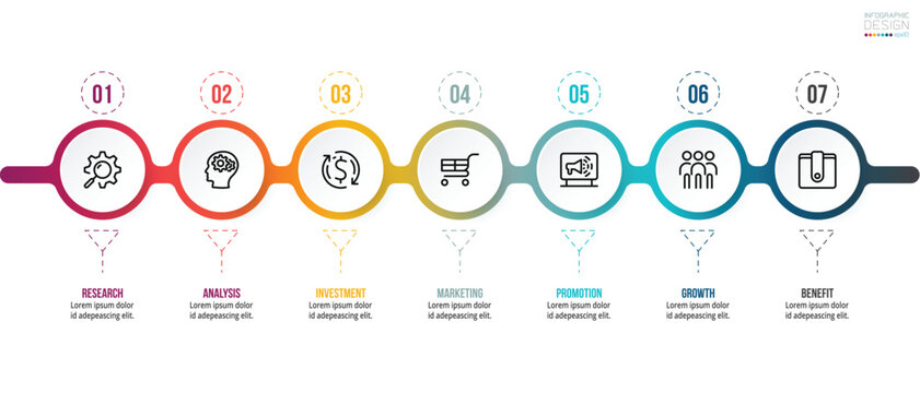 Timeline chart business infographic template.