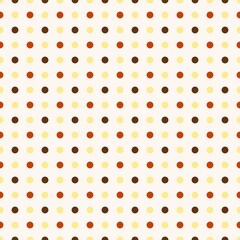 Retro autumn polka dot pattern in rust red yellow cream white, mid century modern aesthetic seamless dots background, warm cozy fabric textile packaging paper wallpaper design © Source Studio