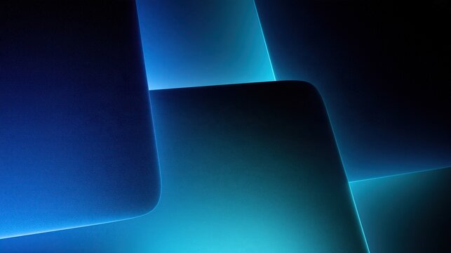 Abstract modern futuristic background with glowing blue gradient overlapping rounded rectangles for contemporary technology digital graphic design