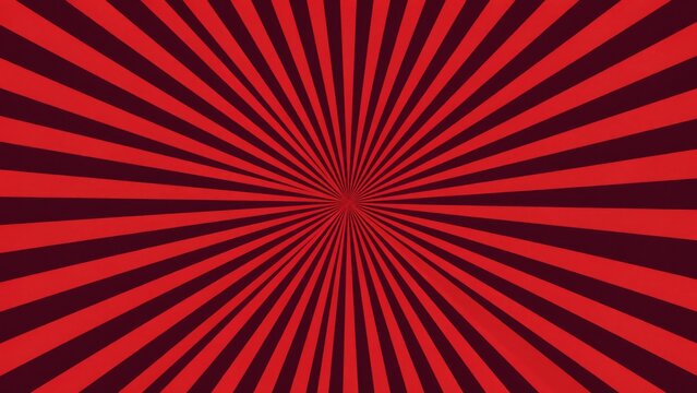 Red and dark maroon sunburst pattern, radial stripes background, with converging lines, radiating from the, center point