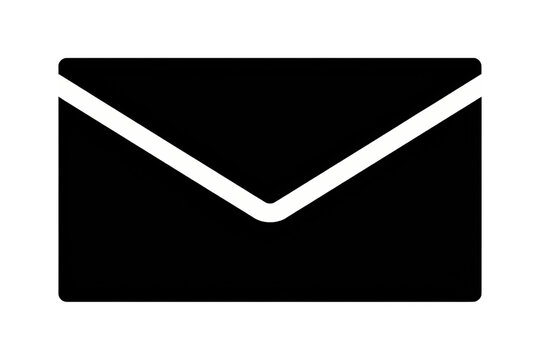 Black email envelope icon representing message and communication with send mail